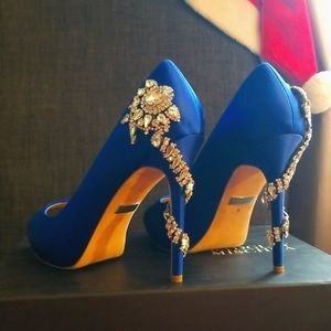 Badgley Mischka Royal Irssat High Heel Peep Toe Wedding Shoe in Blue